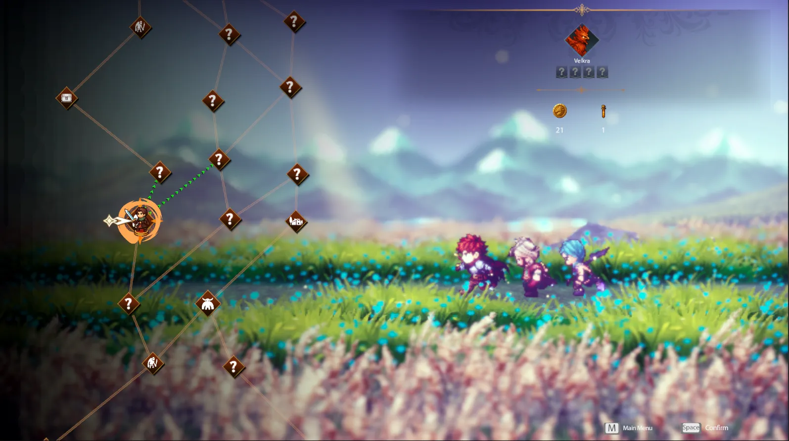英雄たちがフィールドを進むThe Severed Gods
